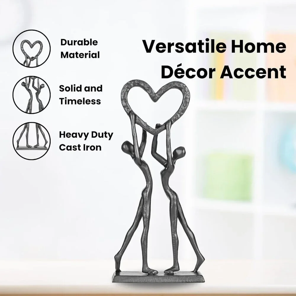Modern Iron Sculpture Anniversary Hand Crafted Love Sculptures Figurines Décor